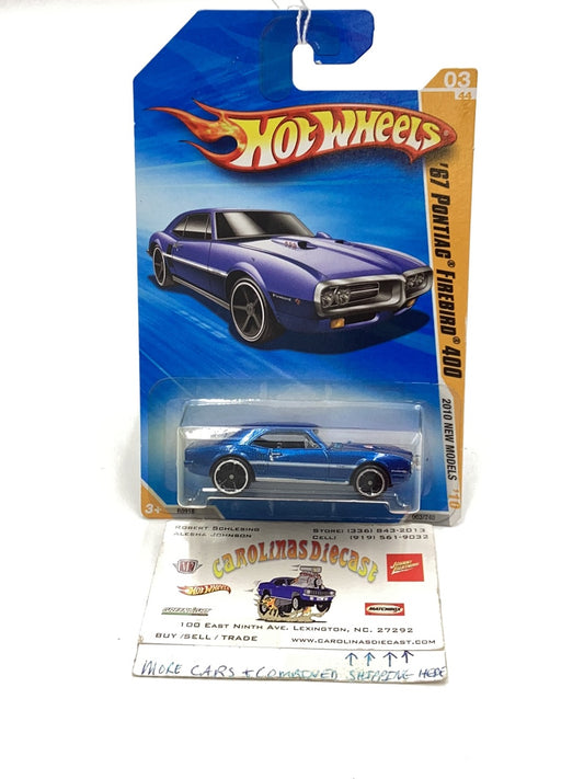 2010 Hot Wheels #3 67 Pontiac Firebird 400 blue 58G