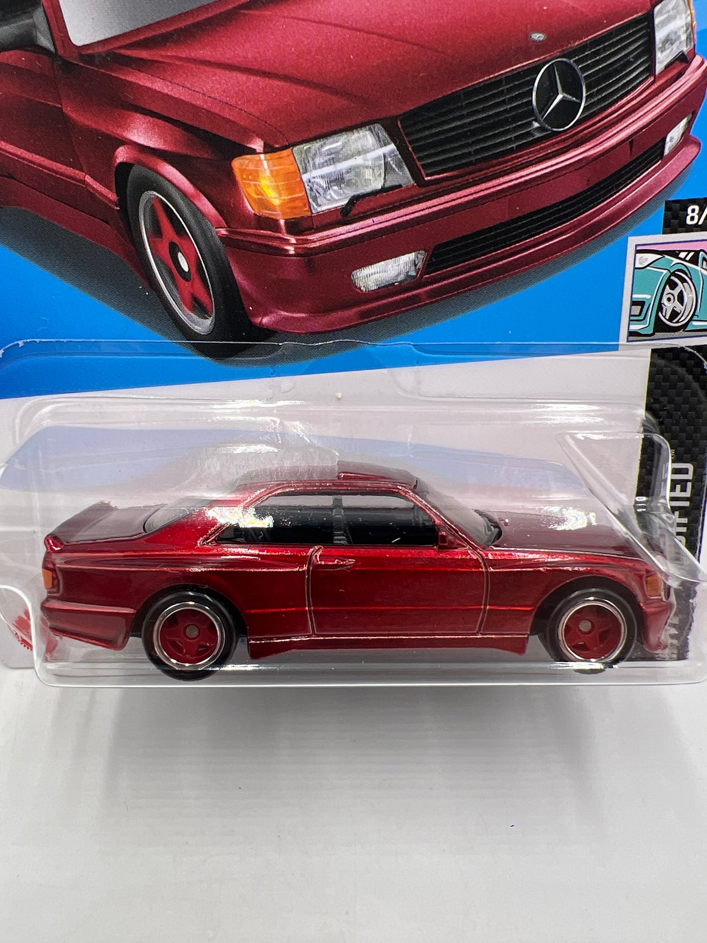 2024 Hot Wheels Super Treasure Hunt #82 89 Mercedes-Benz 560 SEC AMG Red W/Protector