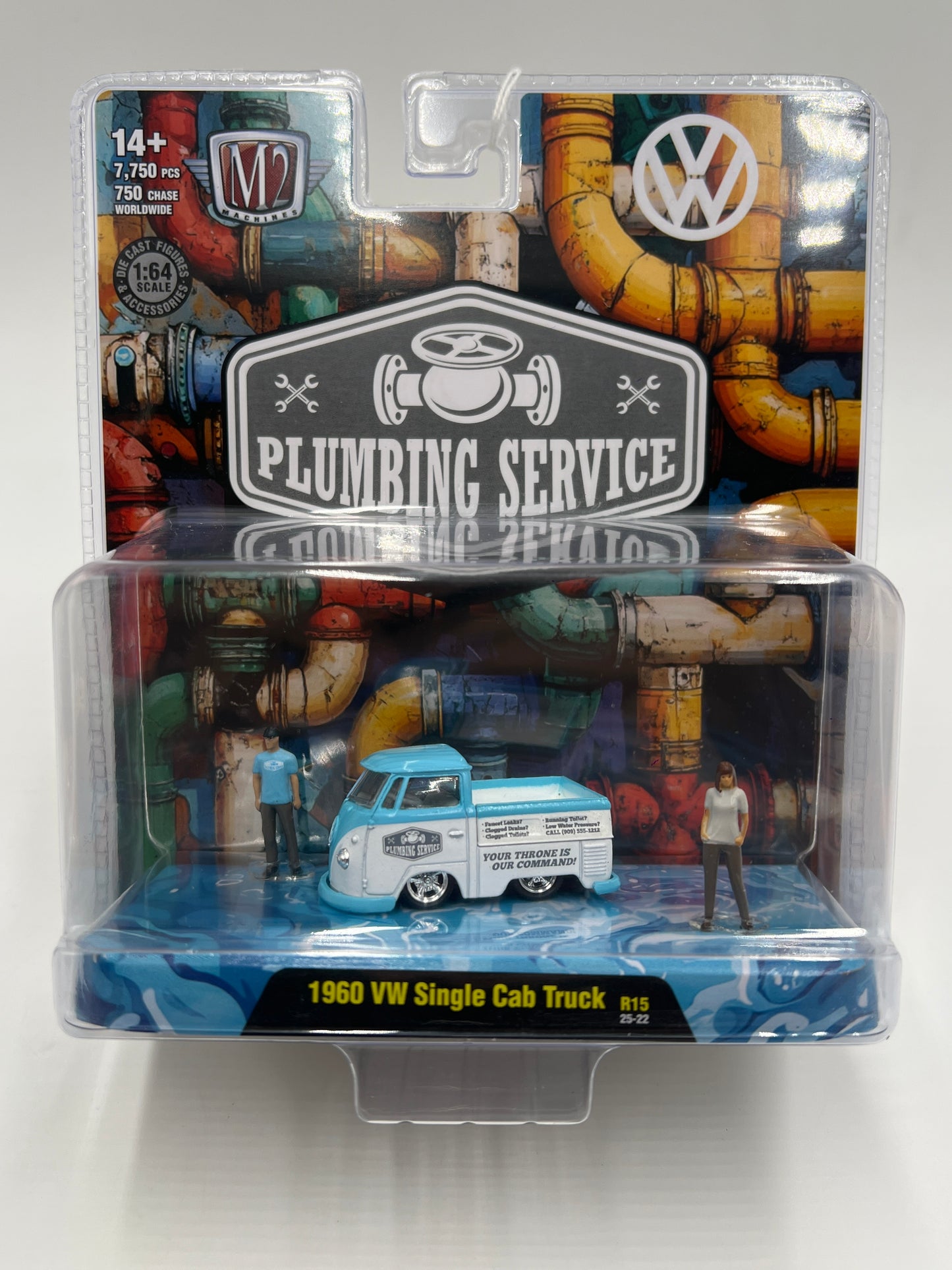 2025 M2 Machines Diorama Plumbing Service 1960 VW Single Cab Truck R15 196C