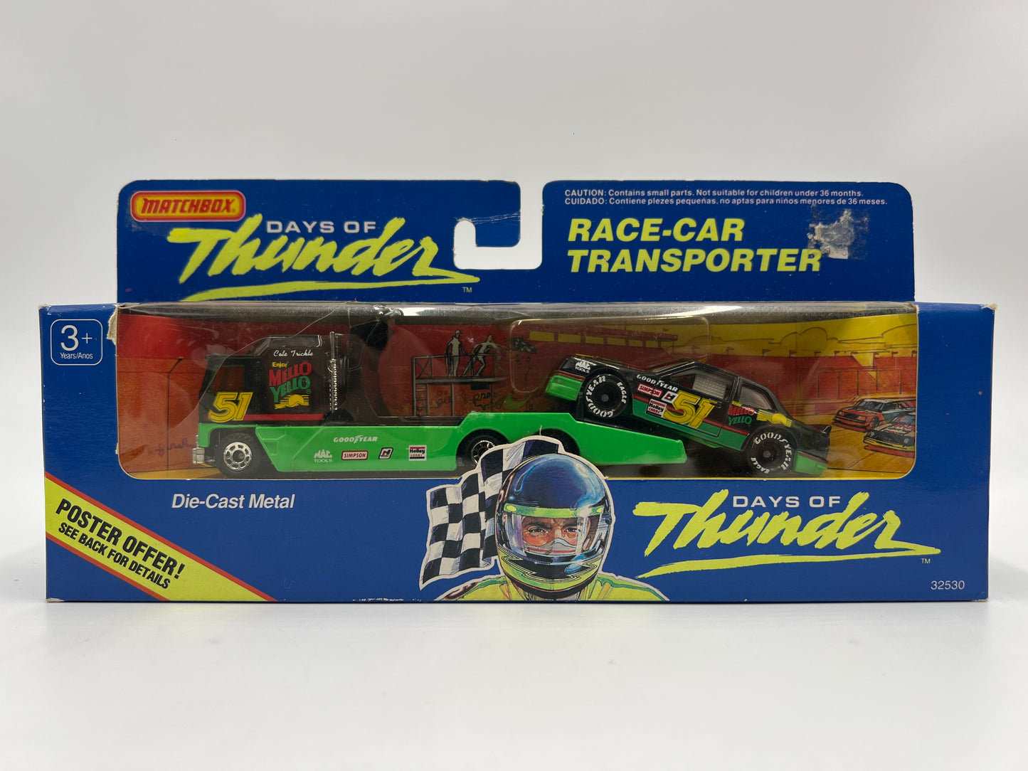 Matchbox Days Of Thunder Team Race-Car Transporter & Race Car Mello Yello/City Chevrolet Lot Of 2