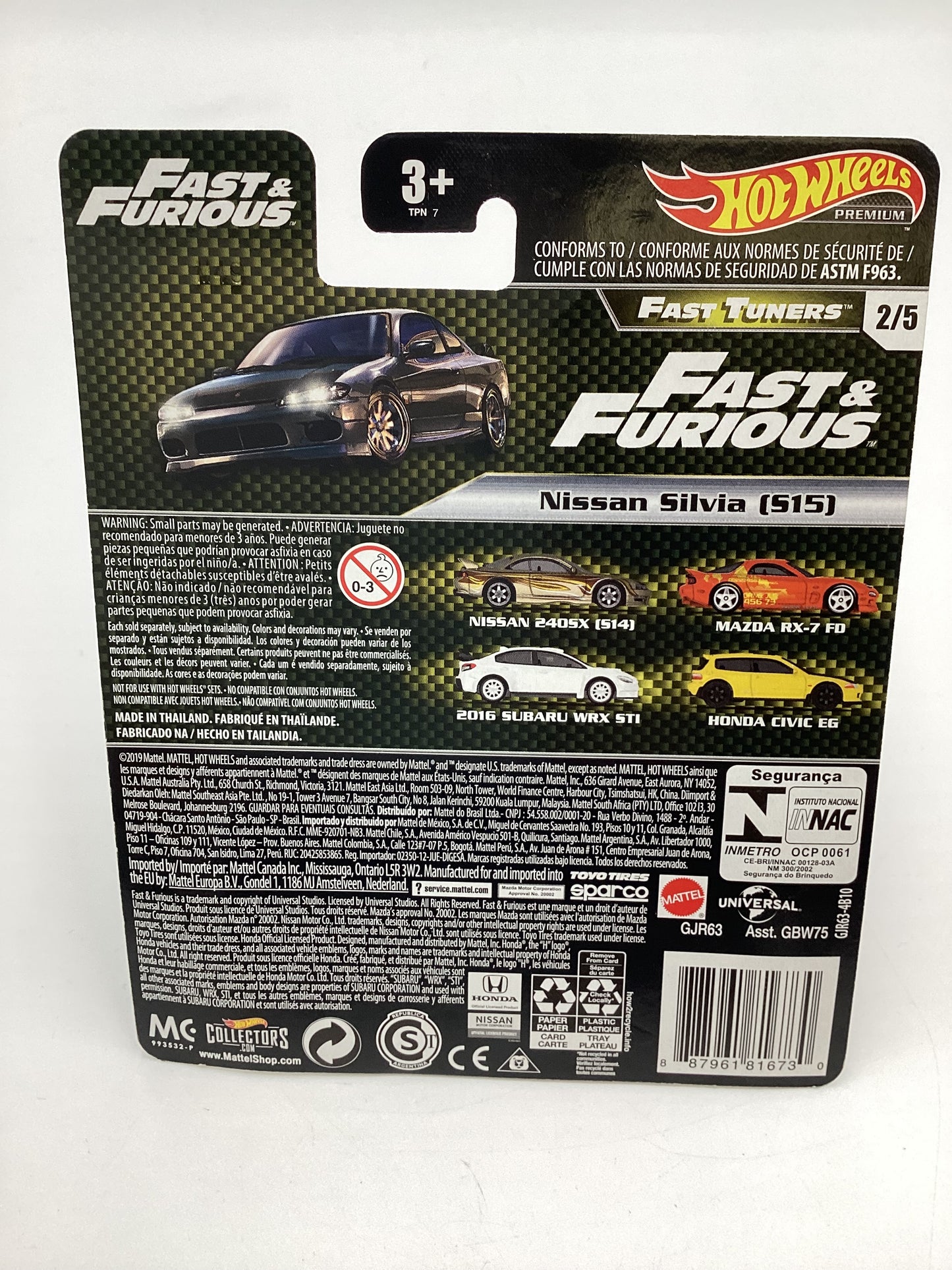 Hot Wheels Premium Fast & Furious Fast Tuners #2 Nissan Silvia S15 Gray W/Protector