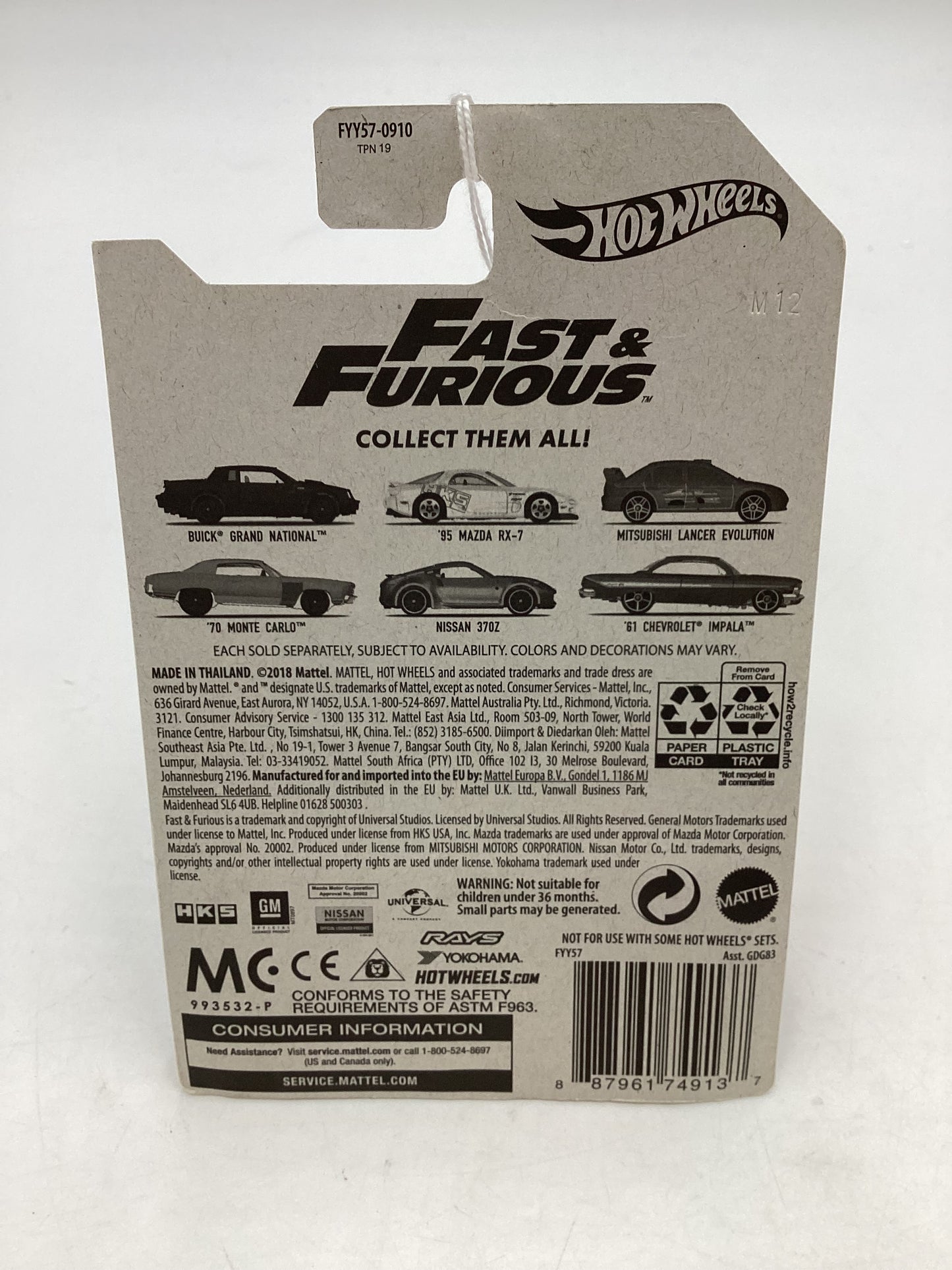 Hot wheels 2019 Fast and furious Fate of the Furious 61 Chevrolet Impala #6 73D