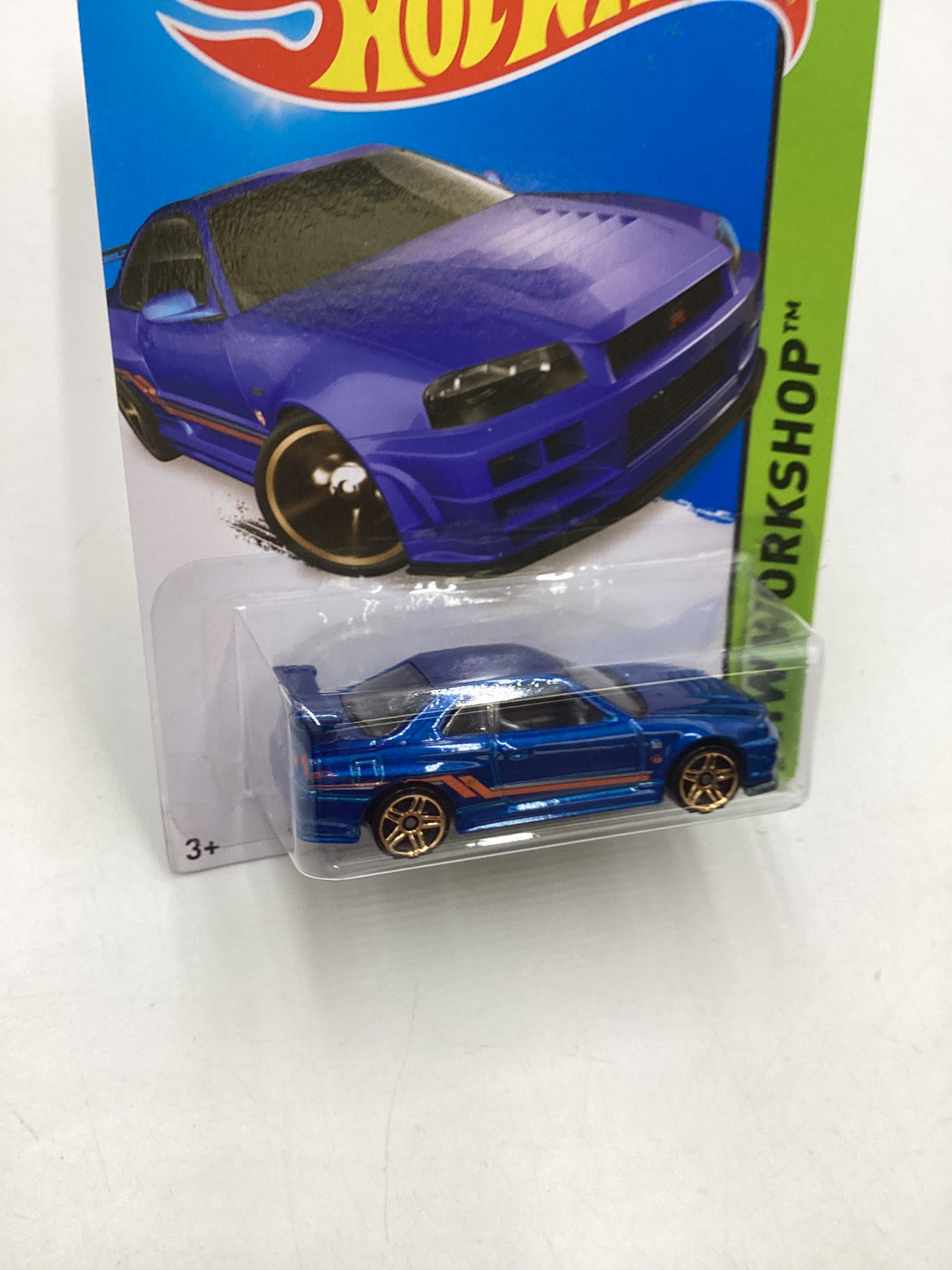 2014 Hot Wheels #230 Nissan Skyline GT-R (R34) Blue W/protector