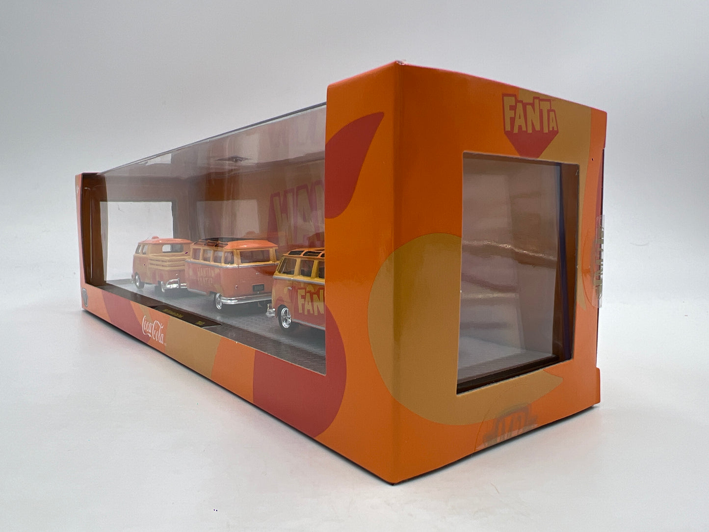 2025 M2 Machines Auto Haulers Coca Cola Fanta 1960 VW Double Cab Truck & 1960 VW 15 Window Bus TW40