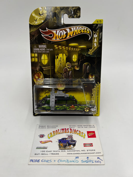 2012 Hot Wheels Kroger Exclusive Happy Halloween Set #4 Ghostbusters Ecto-1 Black W/Protector
