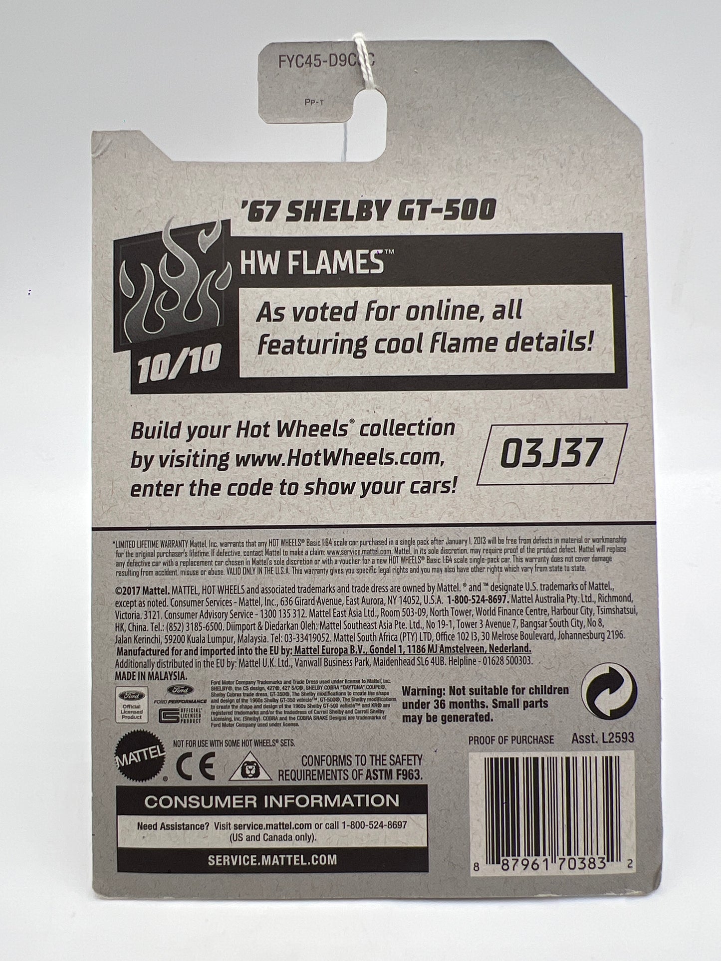 2019 Hot Wheels Flames #33 67 Shelby GT-500 Blue