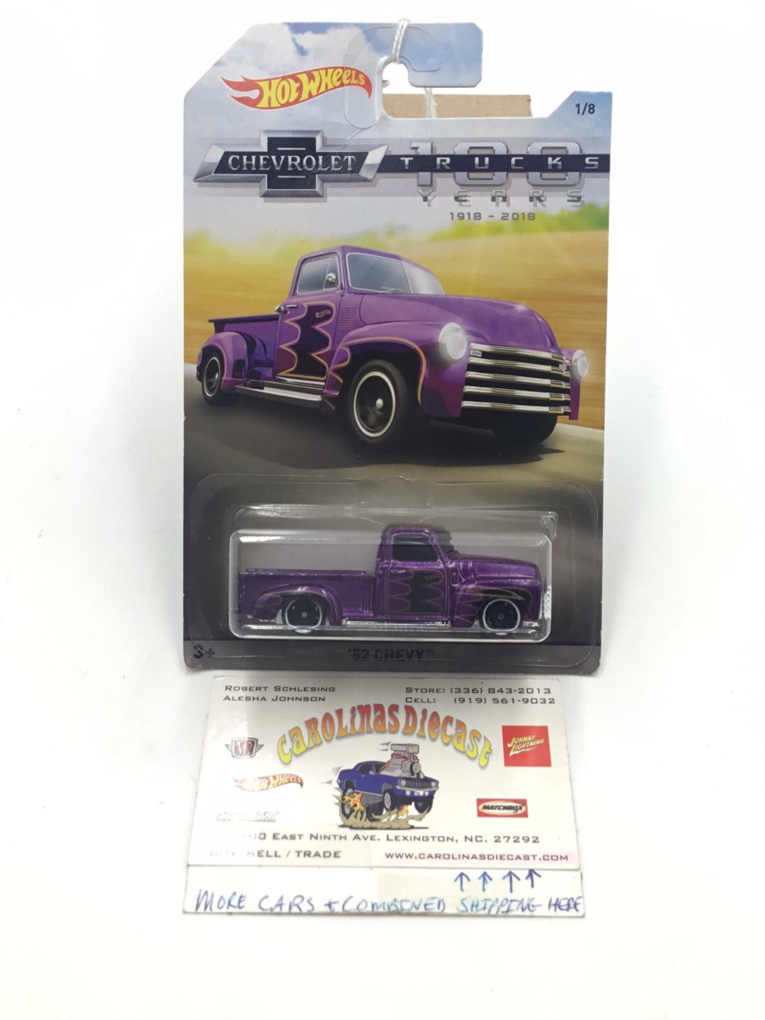 2018 Hot Wheels Chevrolet 100 Years 1/8 52 Chevy BB2 – carolinasdiecast