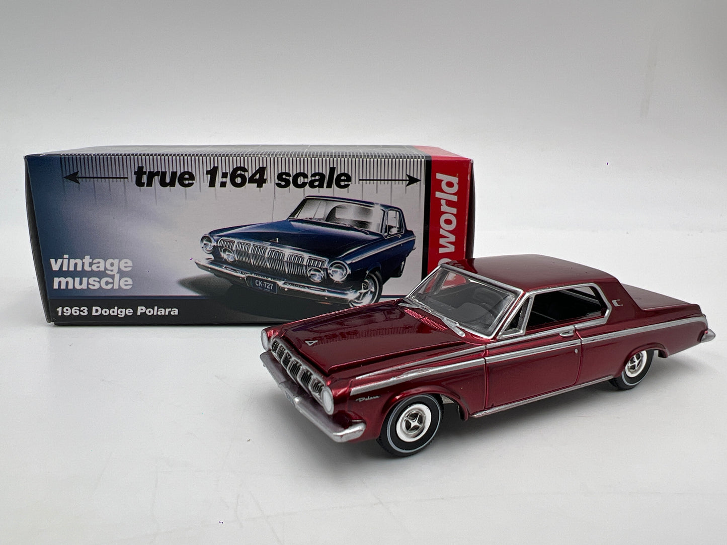 Auto World 1/64 Ultra Red CHASE Vintage Muscle 1963 Dodge Polara Red W/Box Loose