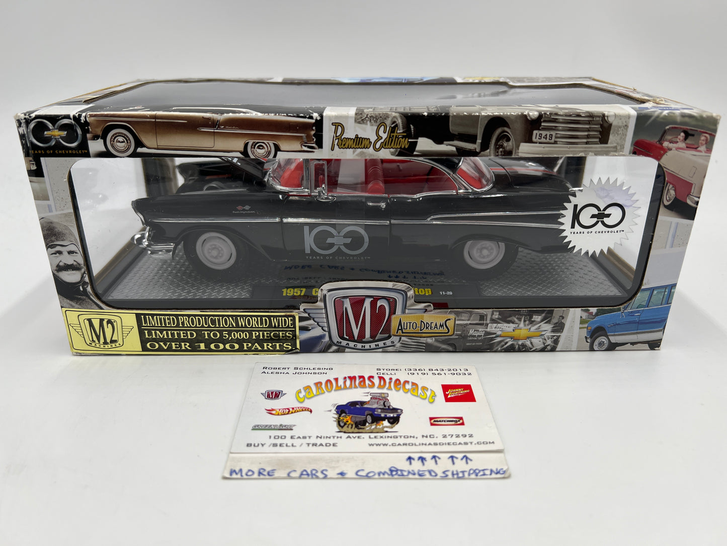 M2 Machines 1/24 Premium Edition Auto-Dreams 1957 Chevrolet 210 Hardtop 100 Years Of Chevrolet Black 11-20