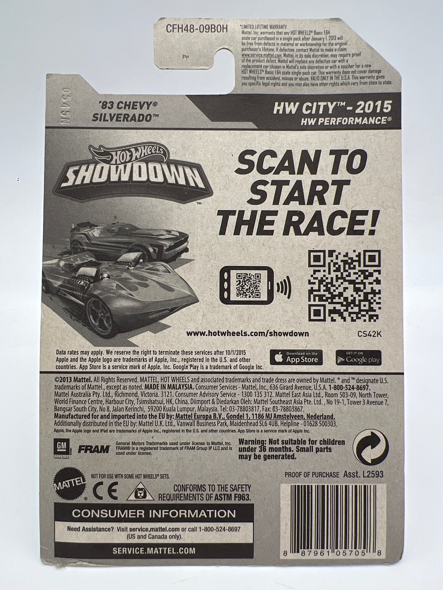 2015 Hot Wheels City #16 83 Chevy Silverado Fram Orange W/Protector