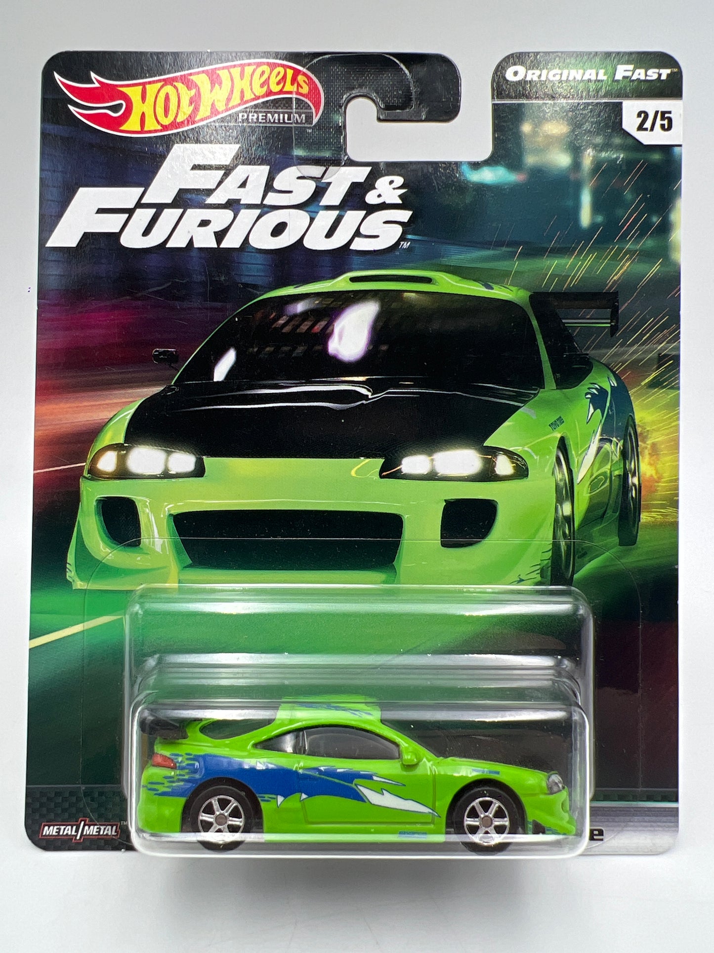 Hot Wheels Fast & Furious Original Fast #2 95 Mitsubishi Eclipse Green W/Protector