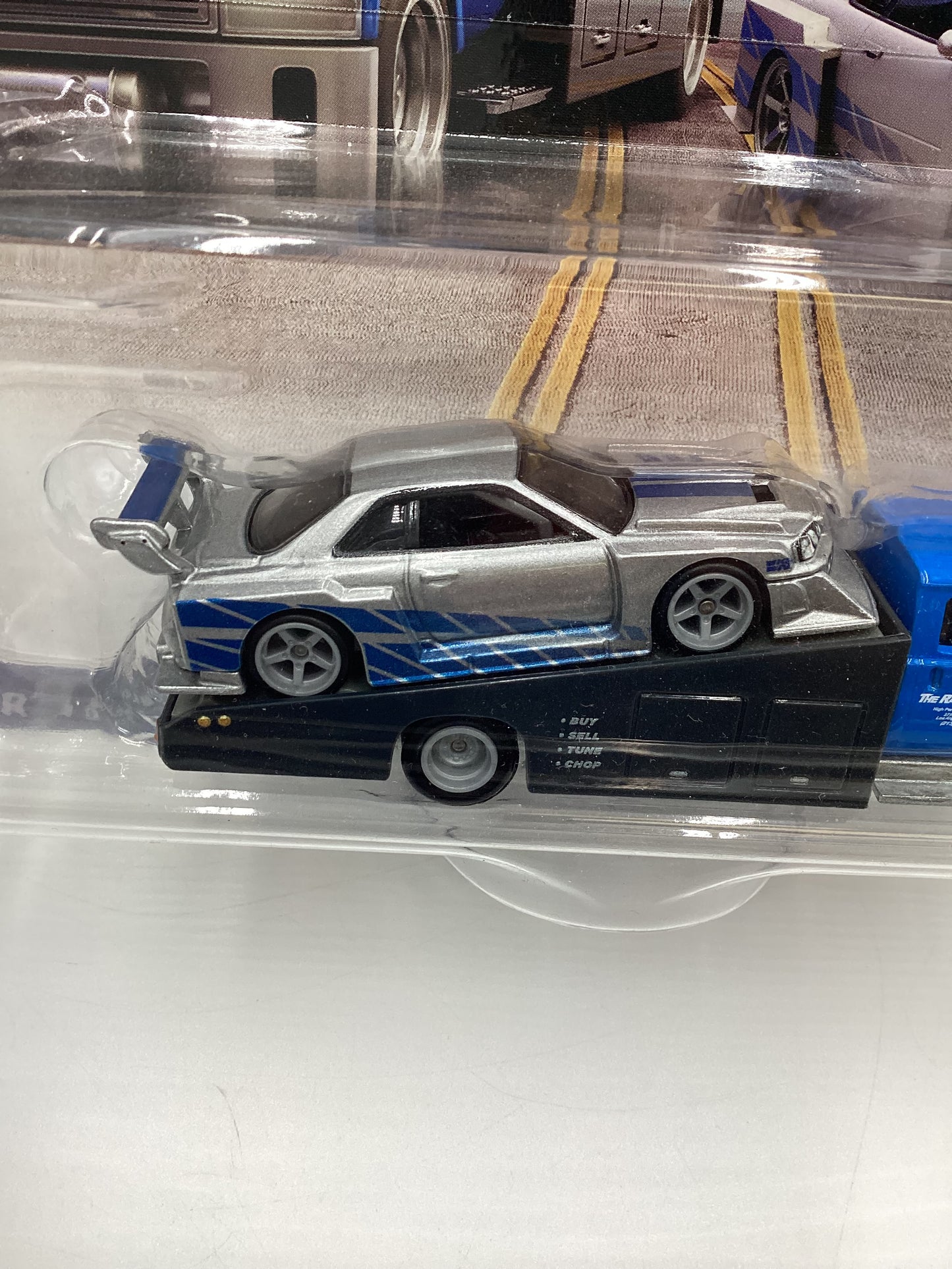 Hot Wheels Team Transport Fast and Furious LB-ER34 Super Silhouette Nissan Skyline Carry On Blue with Protector