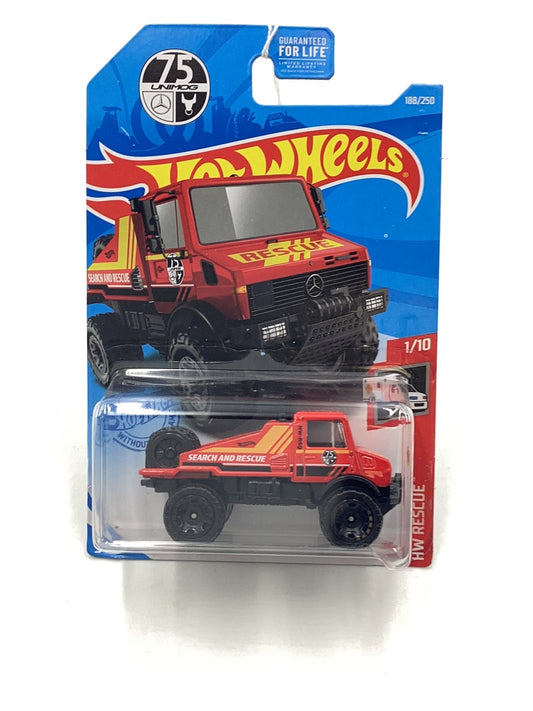 2021 hot wheels K case #188 Mercedes Benz unimog 1300 red search and rescue 90H