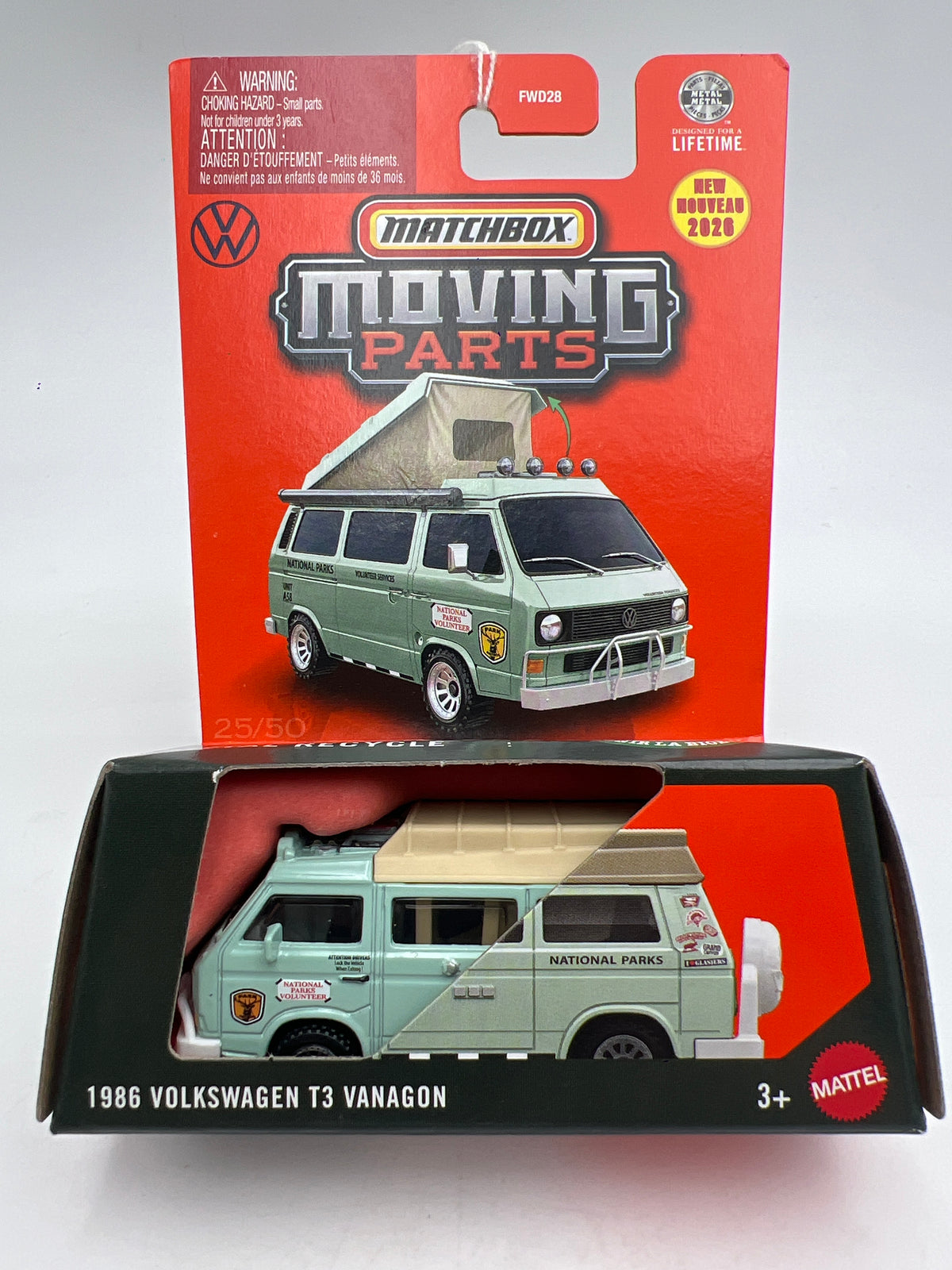 2026 Matchbox Moving Parts #25 1986 Volkswagen T3 Vanagon National Parks 217A