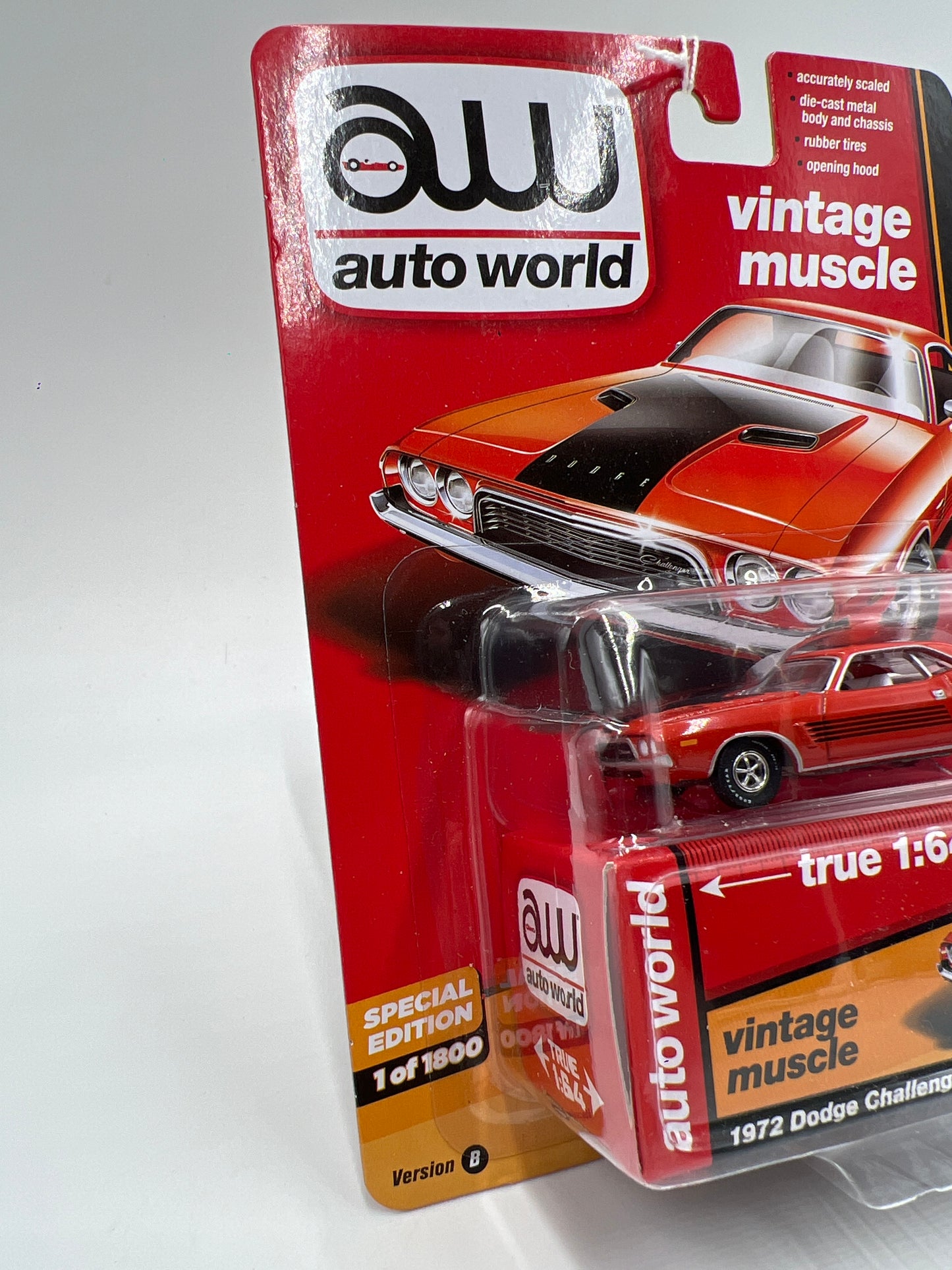 Auto World Vintage Muscle Hobby Exclusive 1/1800 1972 Dodge Challenger Orange