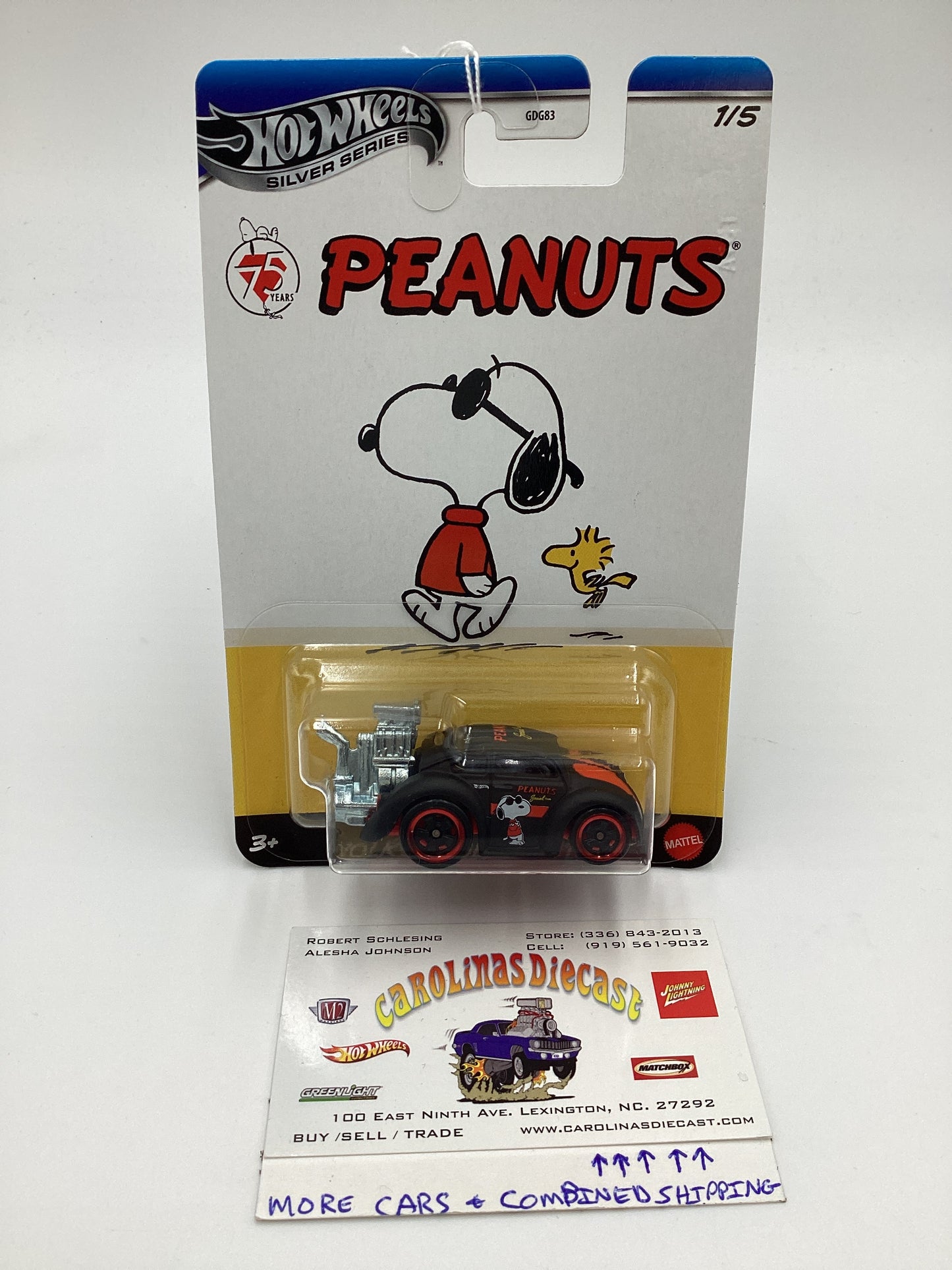 Hot Wheels Silver Series Peanuts 75 Years #1 Volkswagen Beetle Matte Black Snoopy 160K