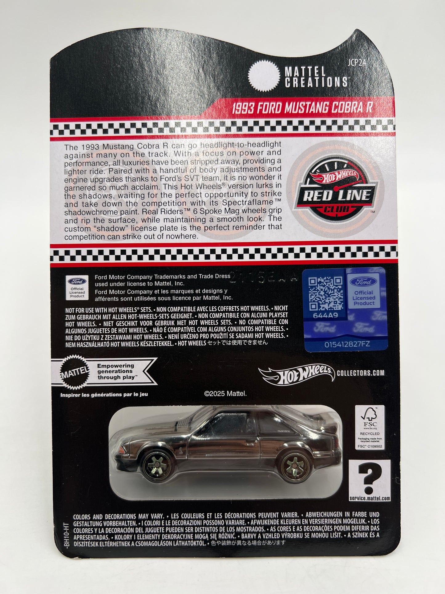 2025 Hot Wheels RLC Exclusive 1993 Ford Mustang Cobra R Shadow Chrome W/Protector 2