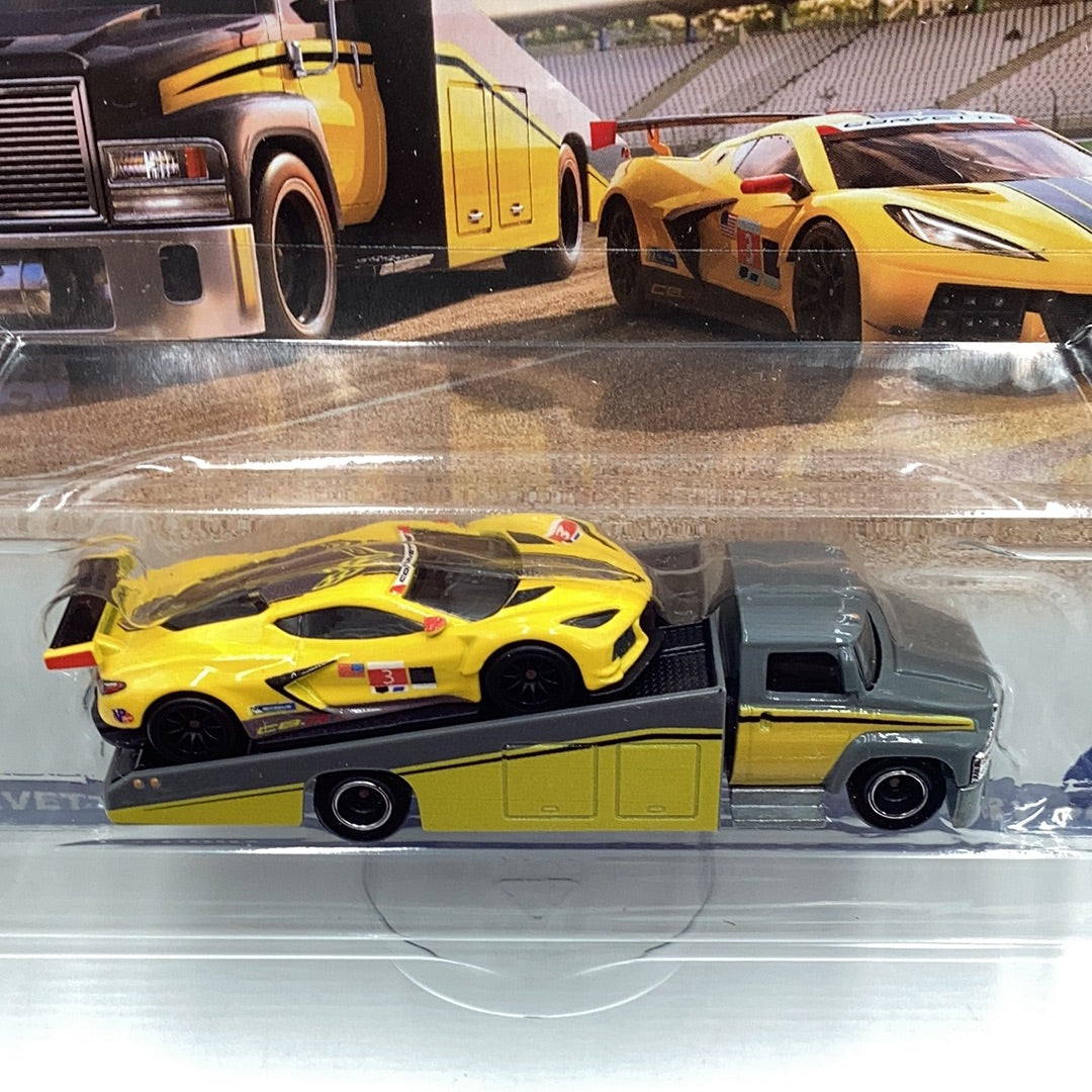 2021 HOT WHEELS CAR CULTURE  TEAM TRANSPORT CASE N CORVETTE C8.R & CARRY ON 245C