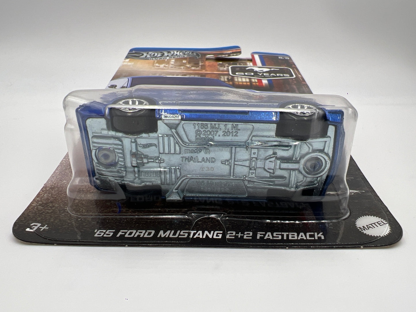 2024 Hot Wheels Silver Series 60 Years Mustang #5 65 Ford Mustang 2+2 Fastback Blue Metal Base/Paint Variation W/Protector VHTF