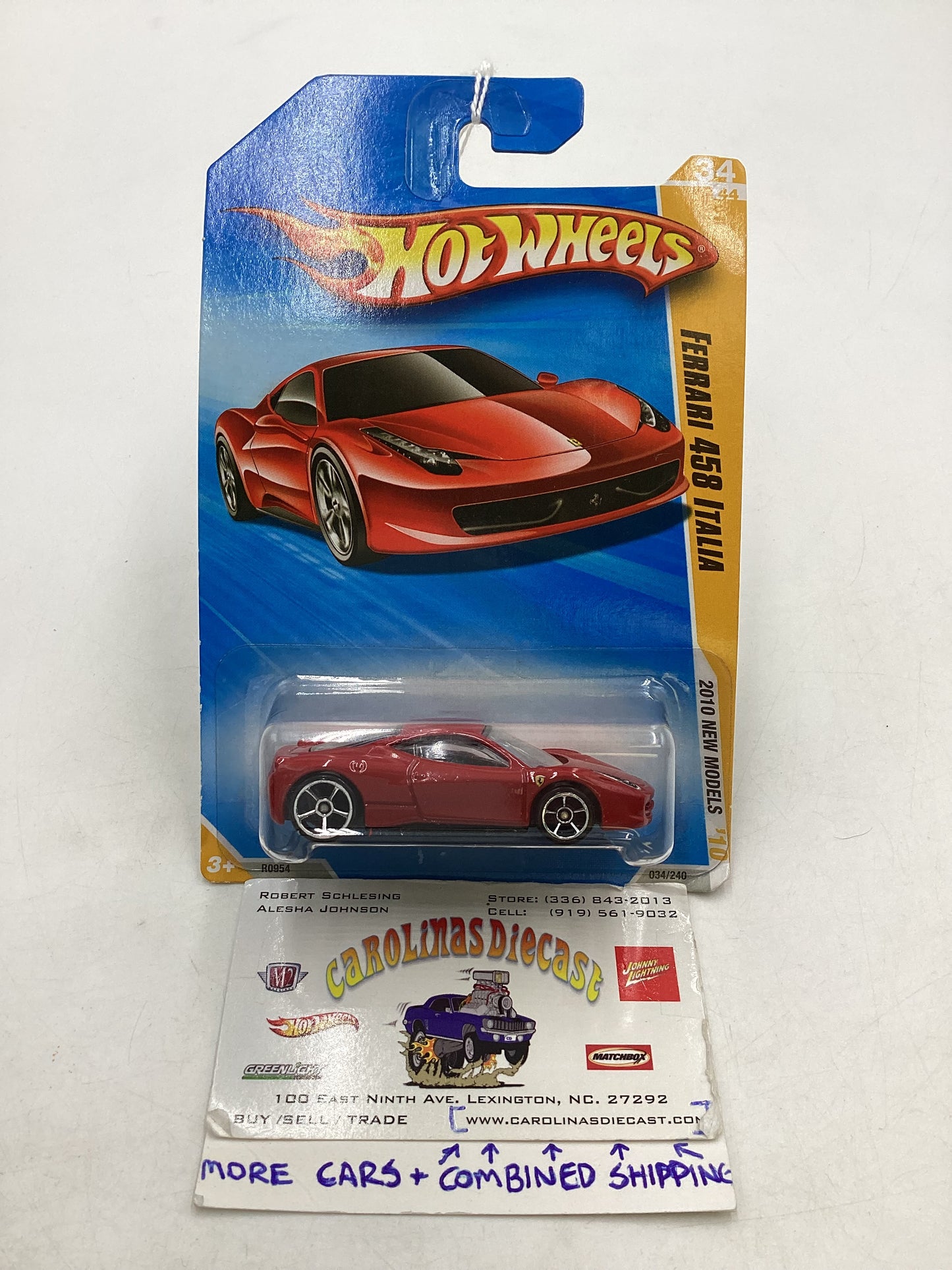 2010 Hot Wheels #34 Red Ferrari 458 Italia