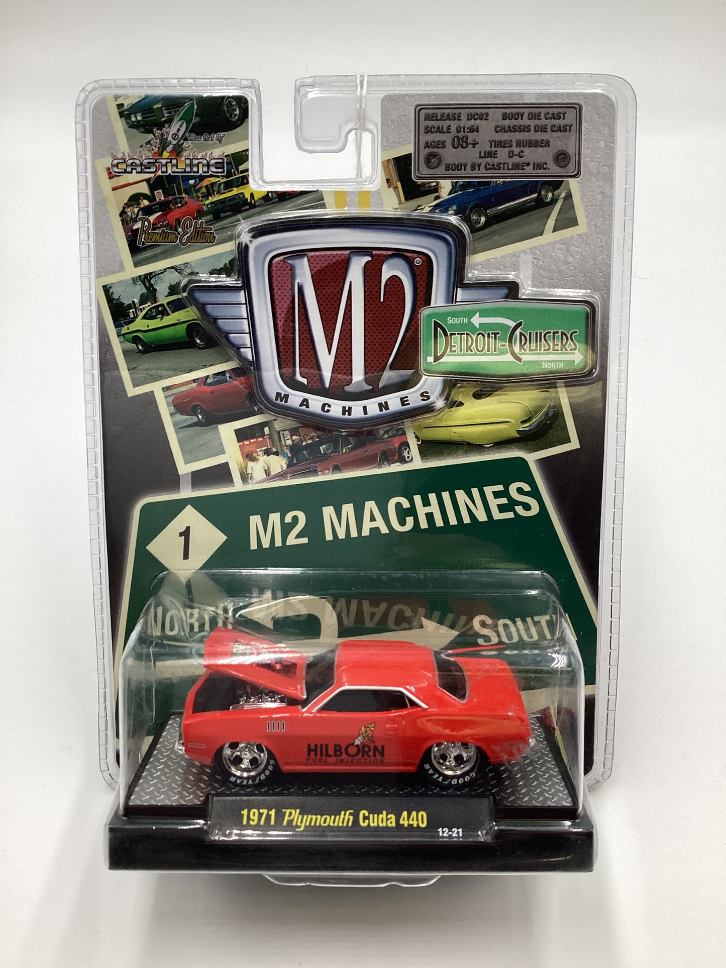 M2 Machines Detroit Cruisers 1971 Plymouth Cuda 440 Red 12-21 203D