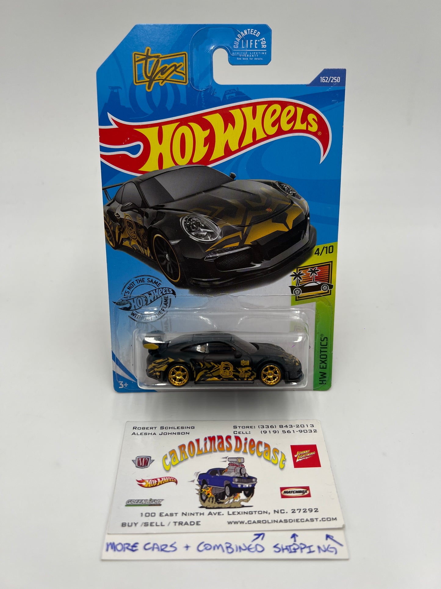 Hot Wheels Porsche 911 GT3 RS Black Wheel Swap Custom On Card W/Protector SR