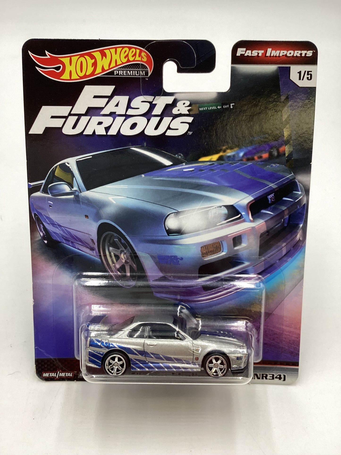 Hot Wheels Fast and furious Fast imports #1 Nissan Skyline gt-R bnr34 *BL Corner Damage* with protector