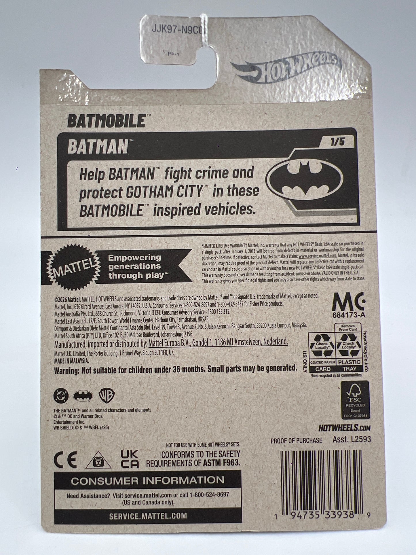 2026 Hot Wheels J Case Batman #4 Batmobile Dark Blue