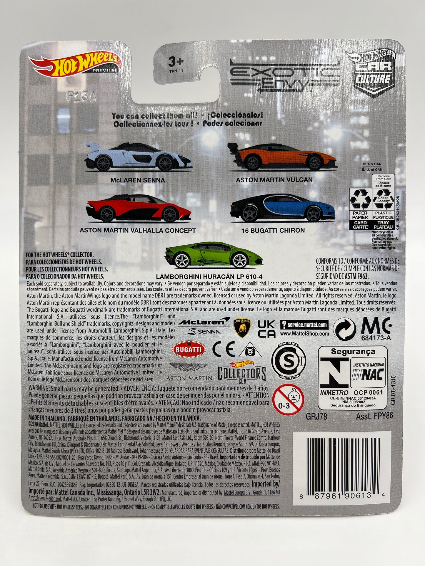 Hot Wheels Premium Exotic Envy #1 McLaren Senna Light Gray 245B