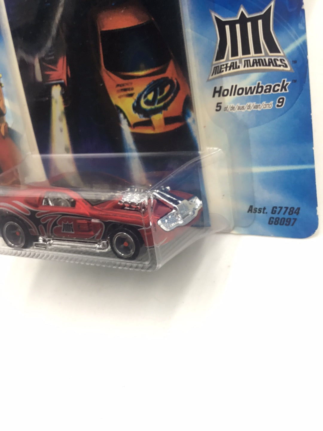 Hot wheels Acceleracers Metal Maniacs Hollowback 5 of 9 international card (Bad card)