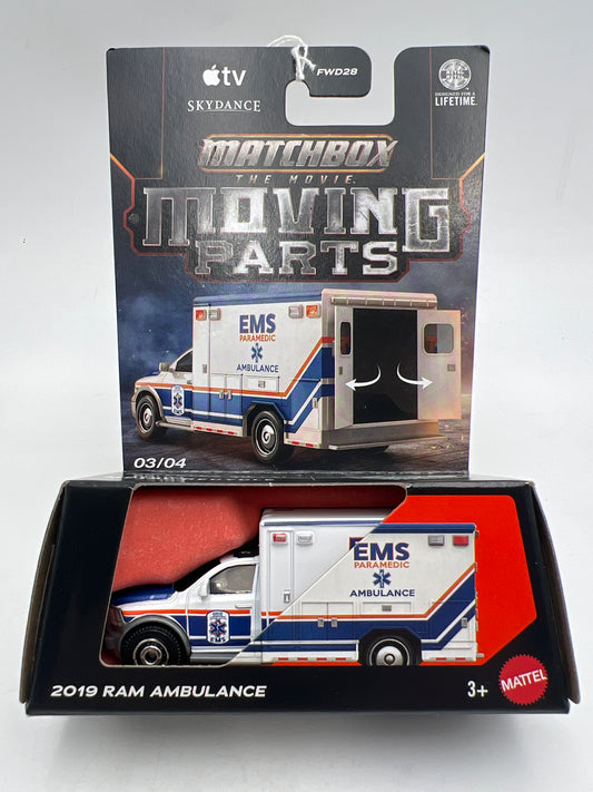 2026 Matchbox The Movie Moving Parts #3 2019 Ram Ambulance White 219B