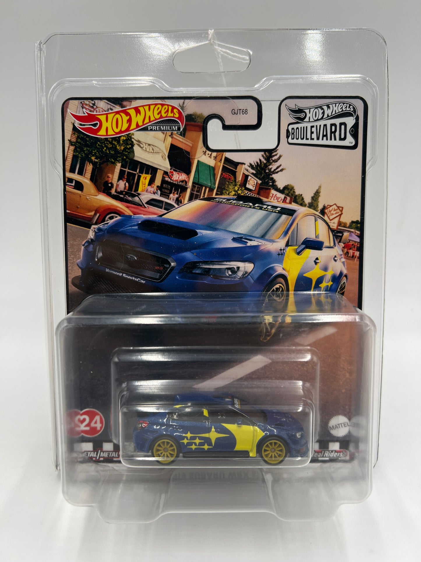 Hot Wheels Premium Boulevard #24 2019 Subaru WRX STI Blue/Yellow W/Protector