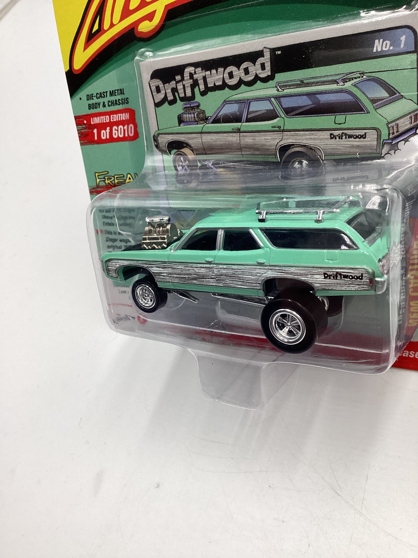 Johnny Lightning Street Freaks Zingers Release 2 Version A 1966 Chevy Kingswood Estate Driftwood Green 216A