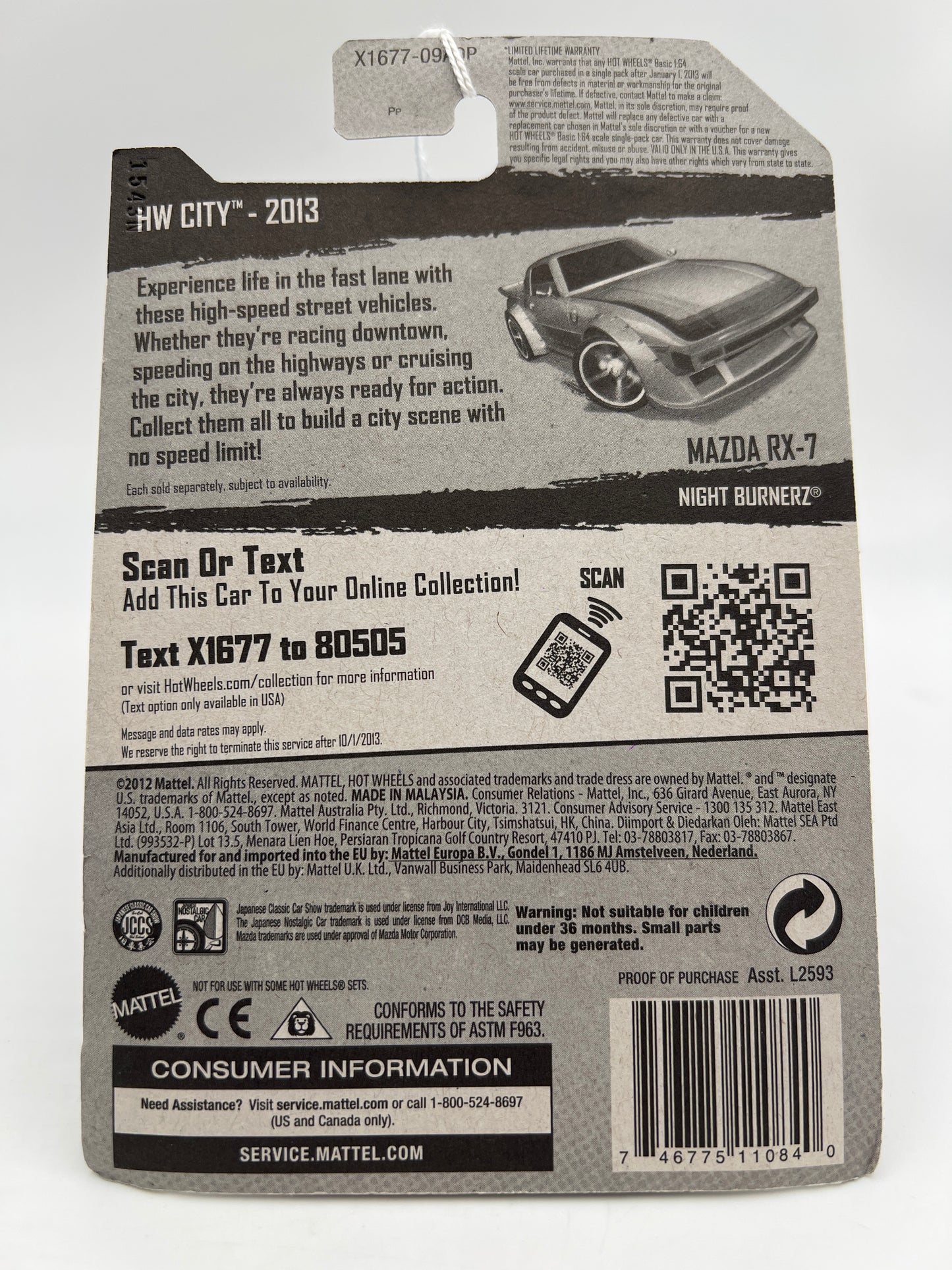 2013 Hot Wheels Treasure Hunt #22 Mazda RX-7 Silver