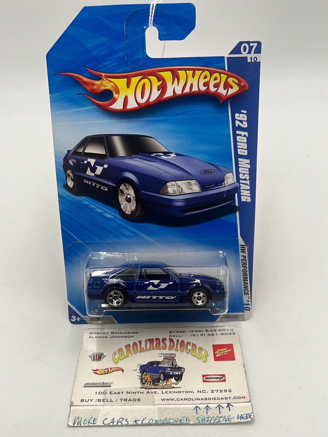 2010 Hot Wheels Performance ‘92 Ford Mustang Kmart Exclusive Blue 105/240 157A