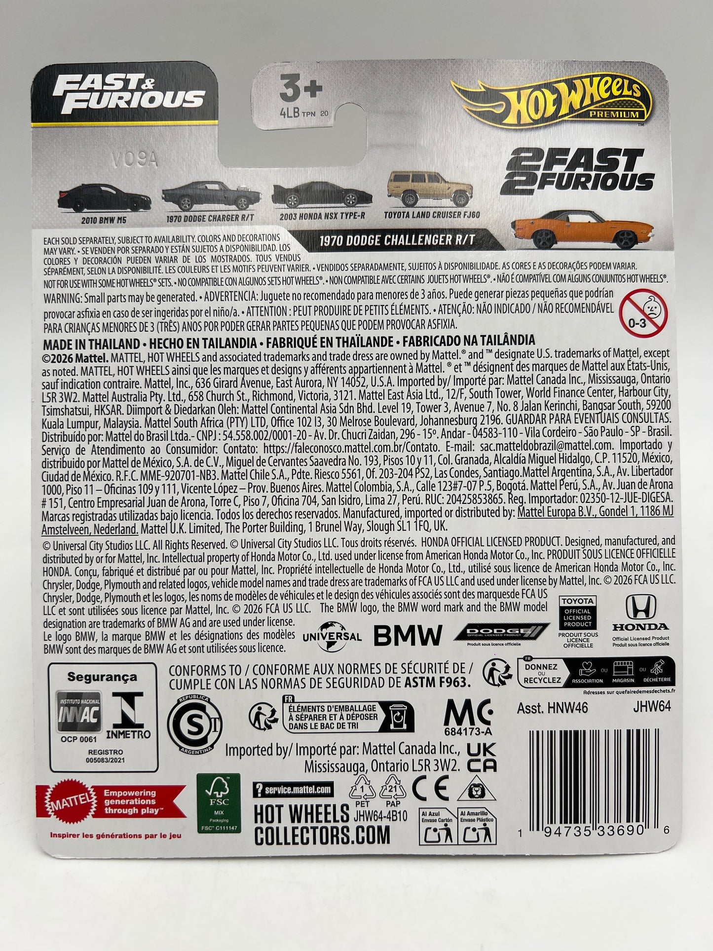 2026 Hot Wheels Premium Fast & Furious #2 1970 Dodge Challenger R/T Orange