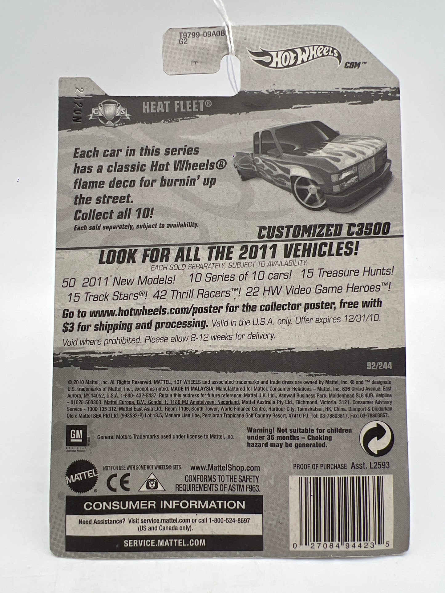 2011 Hot Wheels Heat Fleet #92 Customized C3500 Purple 16F