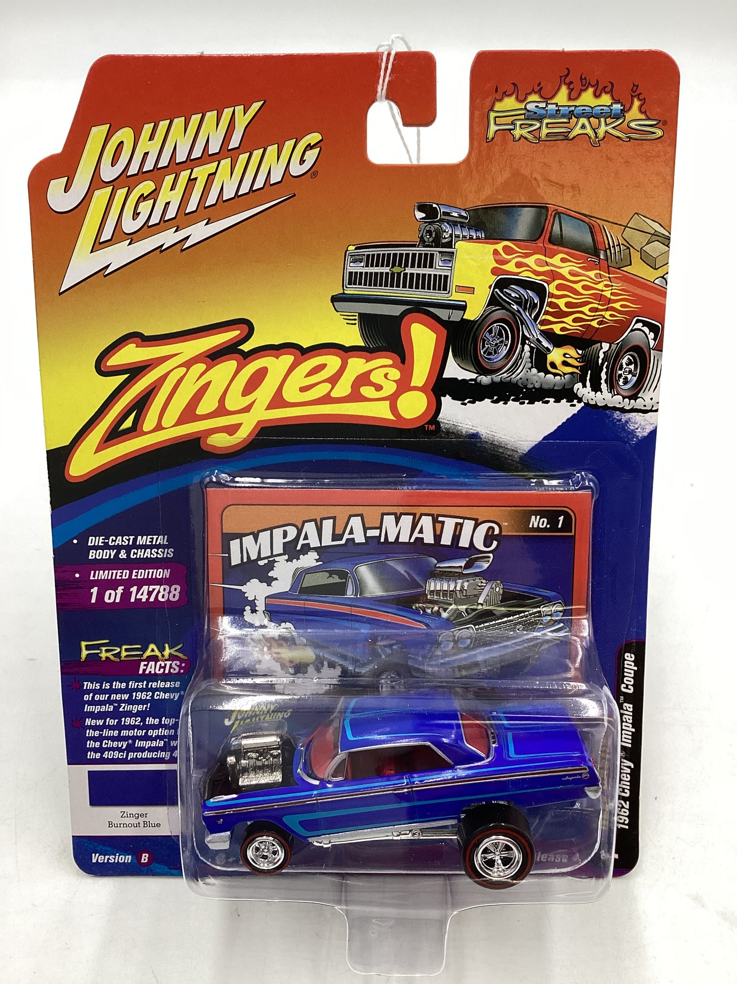 Johnny Lightning ZINGERS Series 1 1962 Chevy Impala Coupe Blue 223C