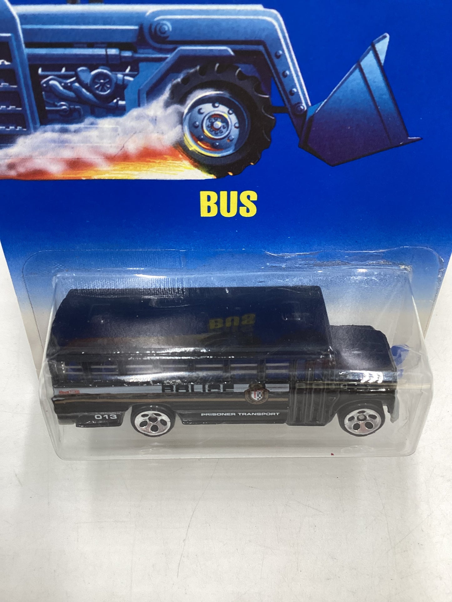 Hot Wheels Blue Card Collector No. 72 School Bus Police Black 5 Dot wheels 239B