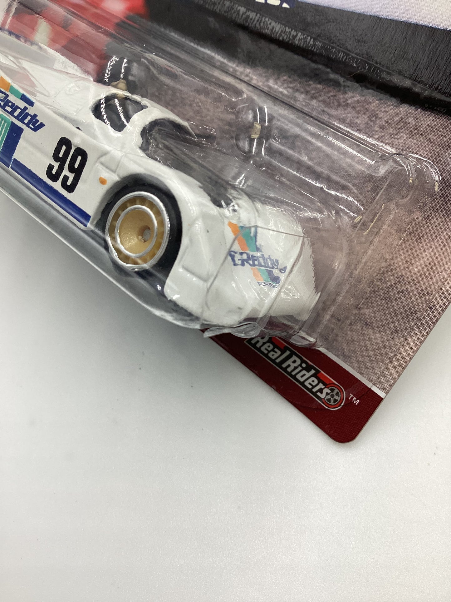 Hot wheels Race Day #4 Porsche 962 White GReddy *Cracked Blister* 245K