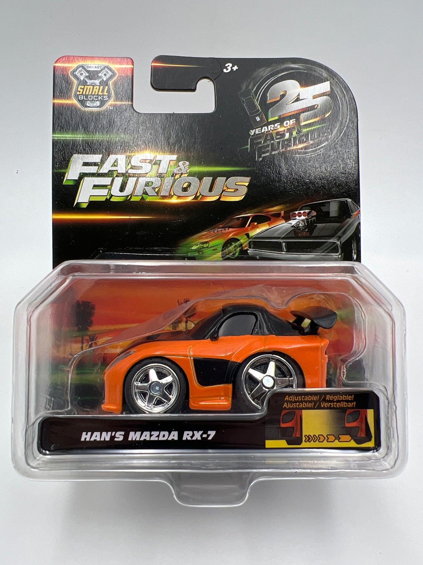 Jada 1/43 Scale Small Blocks 25 Years Fast & Furious Hans Mazda RX-7 W/Working Camber 69E