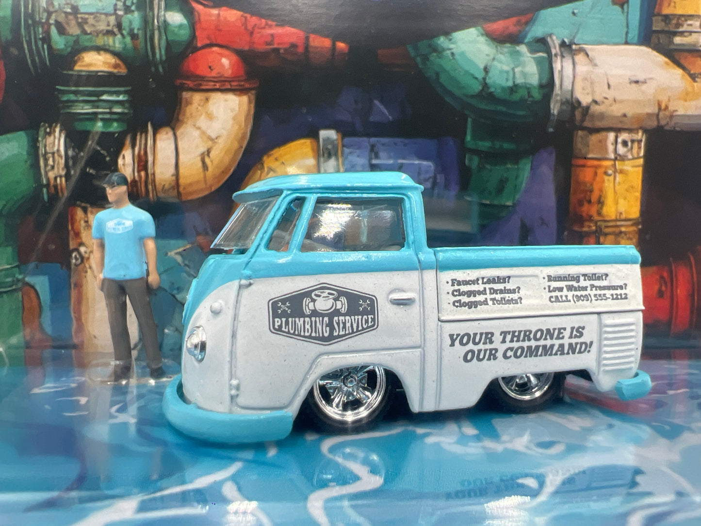 2025 M2 Machines Diorama Plumbing Service 1960 VW Single Cab Truck R15 196C