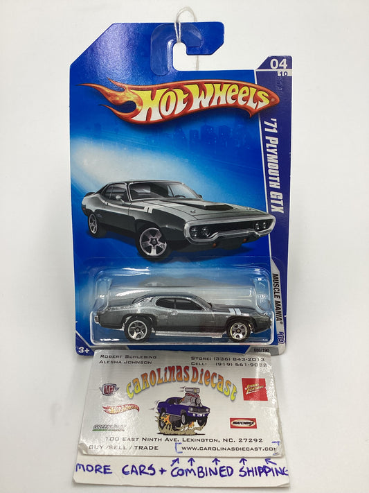 2009 Hot Wheels #079 71 Plymouth GTX Gray Kmart Exclusive 239C