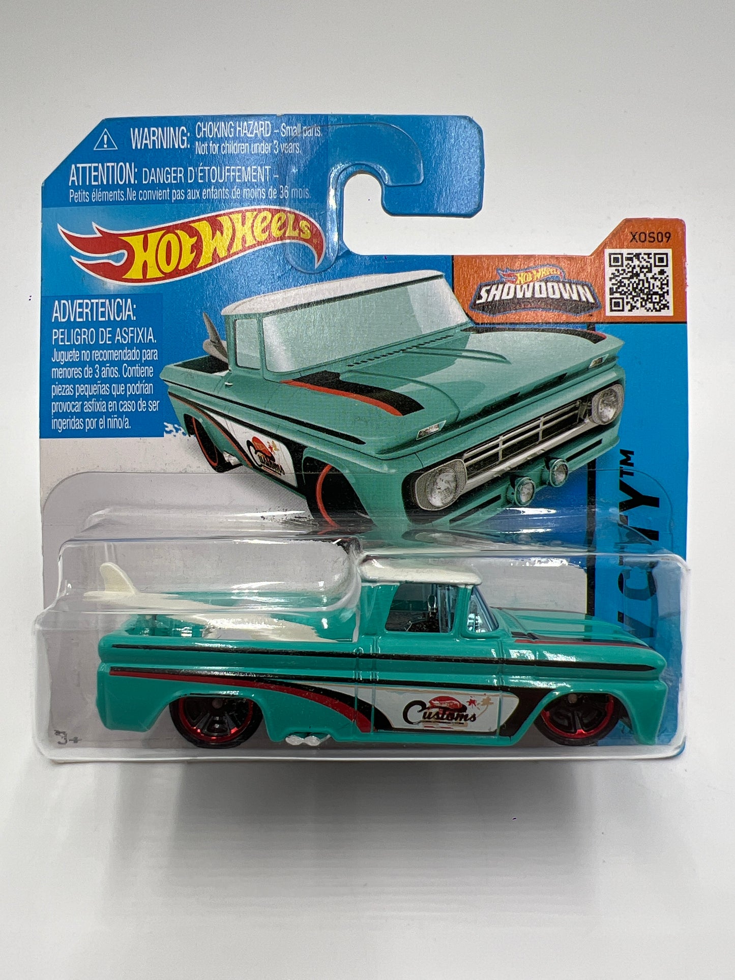 2015 Hot Wheels Short Card HW City #72 Custom 62 Chevy Turquoise Blue W/Protector