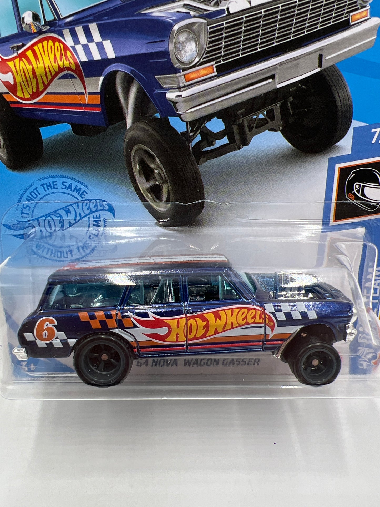 2021 Hot Wheels Super Treasure Hunt #232 64 Nova Wagon Gasser Blue W/Protector