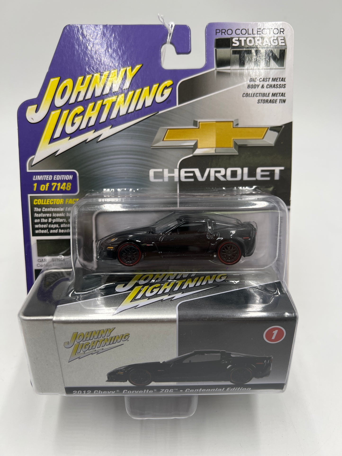 Johnny Lightning 2012 Chevy Corvette Z06 Centennial Edition Black W/Tin 217D