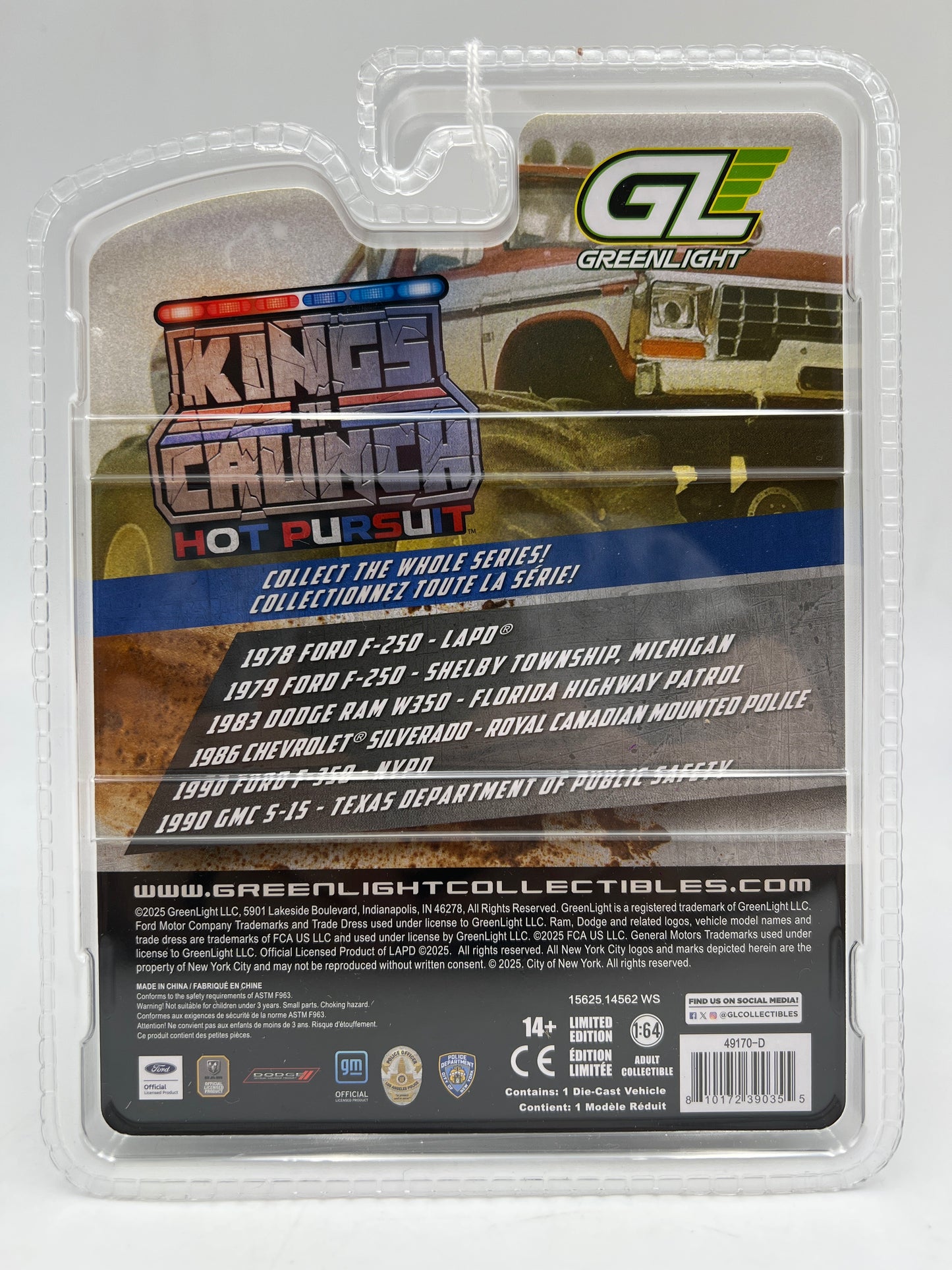Greenlight Kings of Crunch Hot Pursuit 1986 Chevrolet Silverado Royal Canadian Police