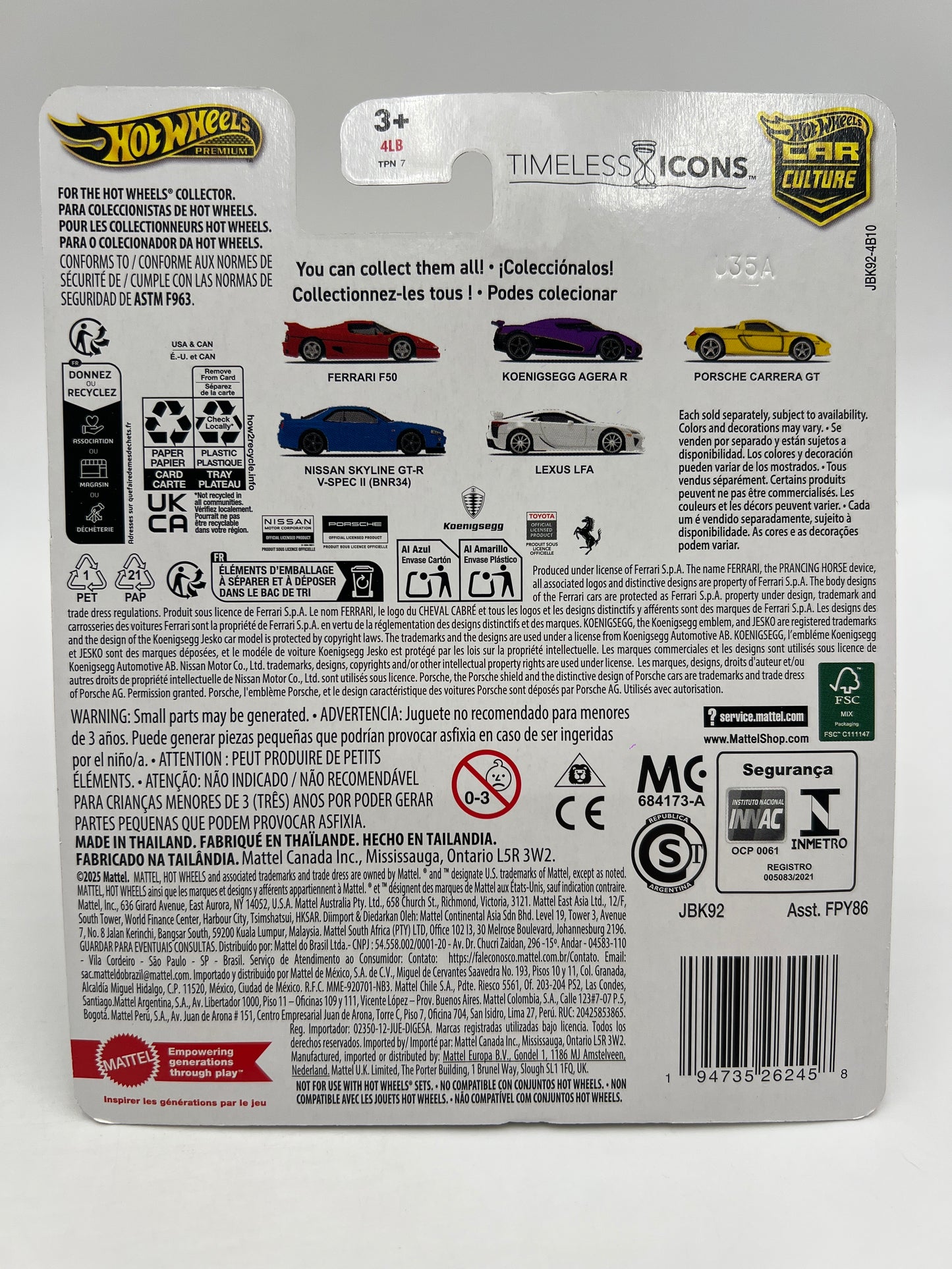 Hot Wheels Premium Car Culture Timeless Icons #4 Nissan Skyline GT-R V-Spec II BNR34 Blue 257D