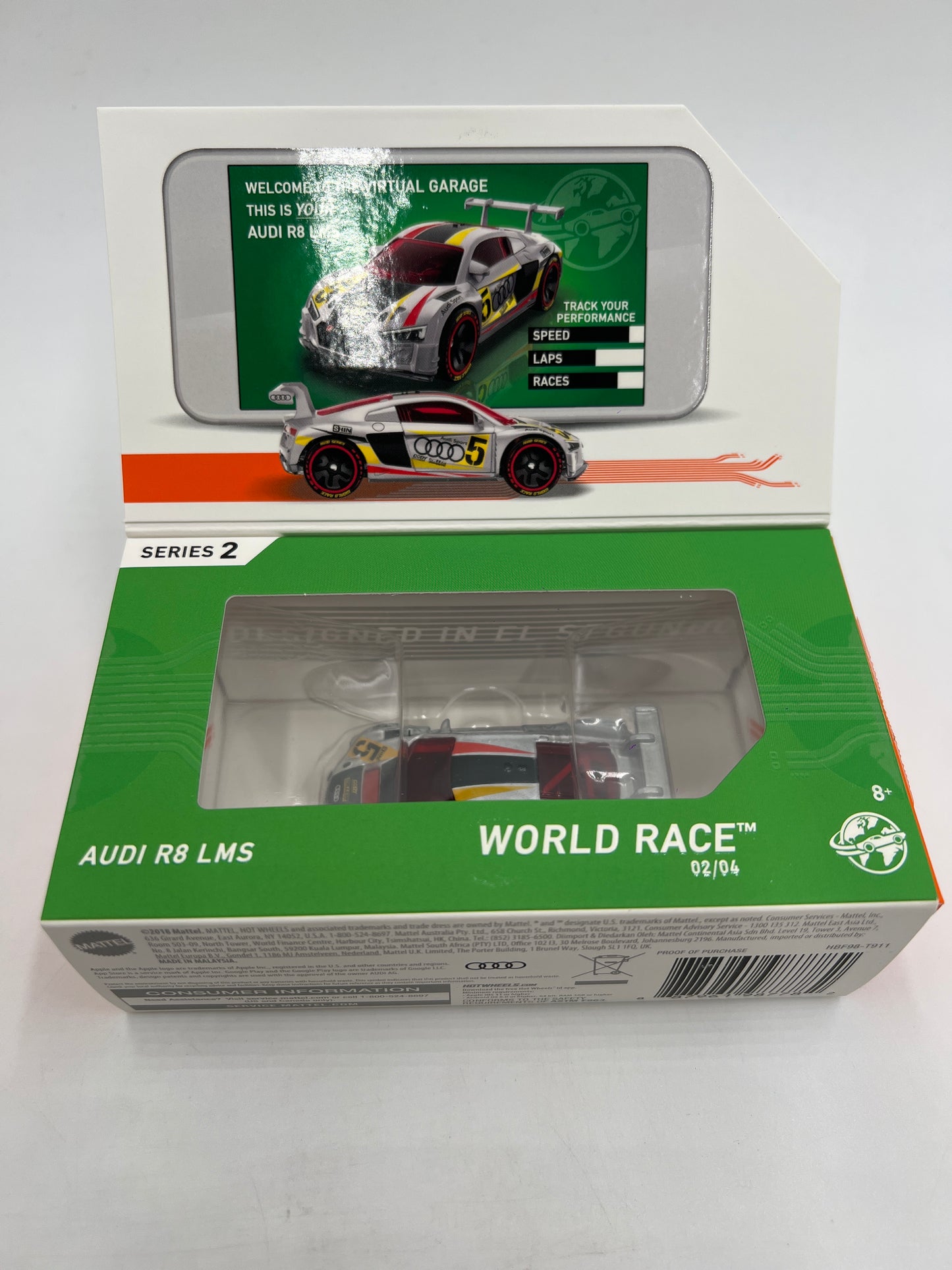 Hot Wheels iD World Race Series 2 #2 Audi R8 LMS Silver