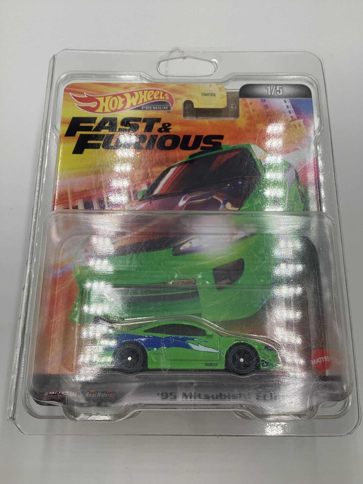 Hot wheels Premium Fast and Furious #1 95 Mitsubishi Eclipse Green with protector